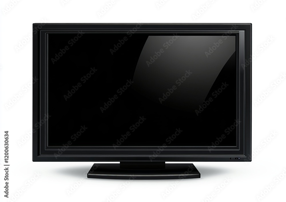 Black flat-screen TV on white background. Black flat-screen TV on white background.