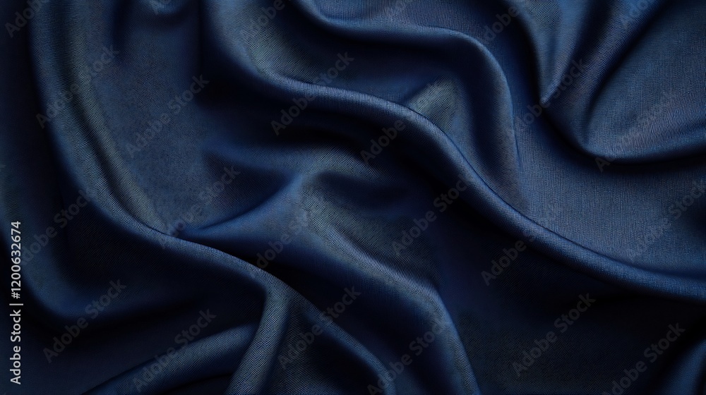 Fototapeta premium Navy Blue Silk Drapery: Luxurious Texture and Deep Hues