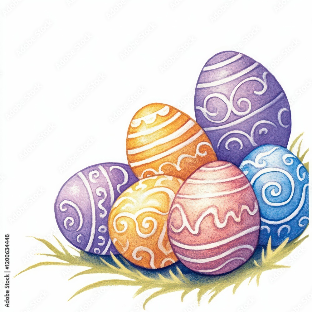 A collection of colorful Easter eggs surrounded by festive spring decorations, celebrating the holiday with vibrant colors and seasonal charm. A collection of colorful Easter eggs surrounded by festive spring decorations, celebrating the holiday with vibrant colors and seasonal charm.