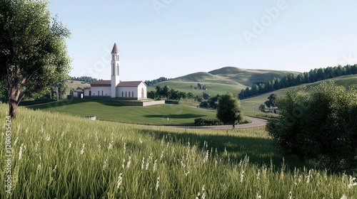 Peaceful Church in Rolling Hills