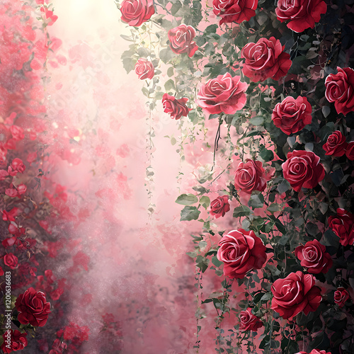 Vibrant Bunch of Red Roses Displaying Rich Petals and Lush Green Foliage Evoking Feelings of Passion Romance and Natural Beauty in Floral Arrangement