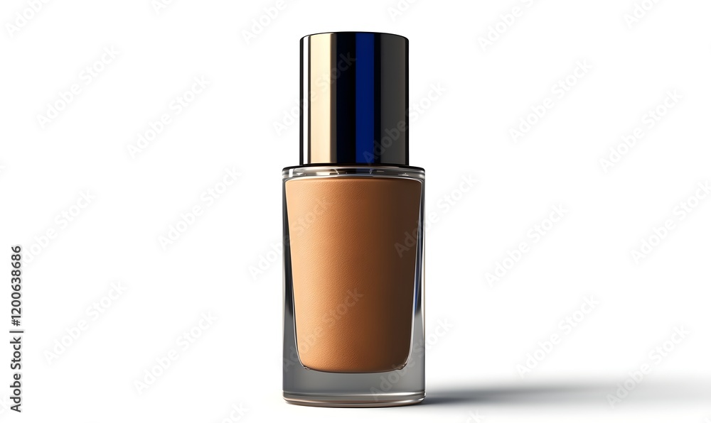 Liquid foundation in glass bottle with gold cap. Liquid foundation in glass bottle with gold cap.
