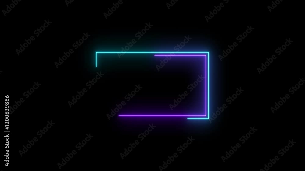 Abstract glowing neon rectangle frame background, border frame animated Abstract glowing neon rectangle frame background, border frame animated