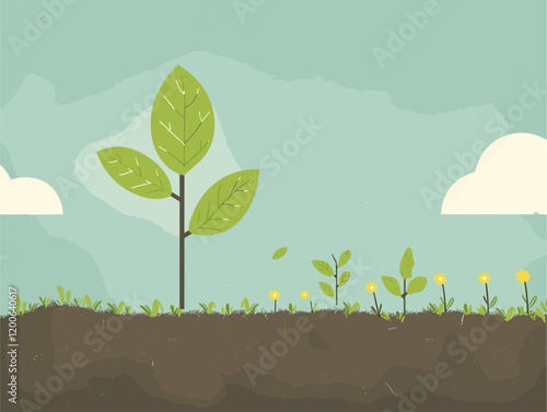 Growth's Timeless Tapestry: A Seedling's Journey from Humble Beginnings to Towering Heights