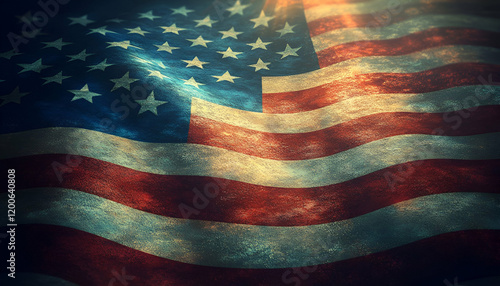 Waving US Flag, Patriotism, Dark Background photo