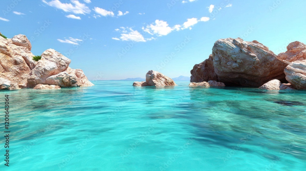 Fototapeta premium Serene ocean cove with turquoise waters