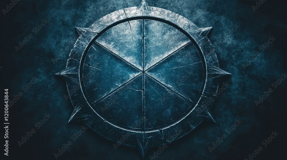 Fototapeta premium Ancient Circular Stone Emblem with Spikes