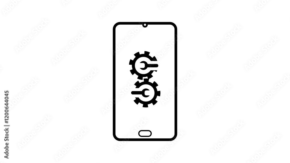 Software Update Mobile Screen concept animation with Gears Software Update Mobile Screen concept animation with Gears
