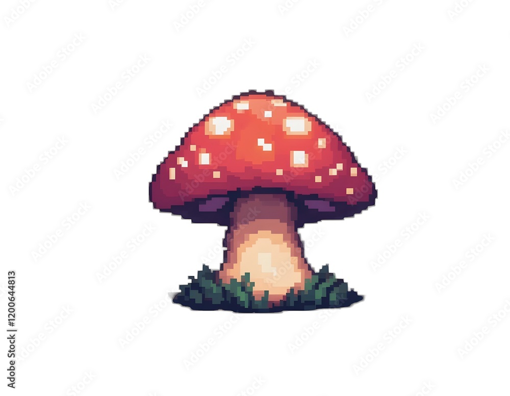 8 bit pixel illustration of a red mushroom 8 bit pixel illustration of a red mushroom