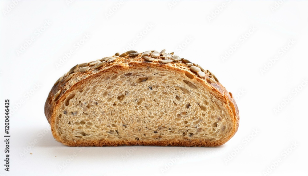 A half-loaf of crusty bread with seeds. A half-loaf of crusty bread with seeds.