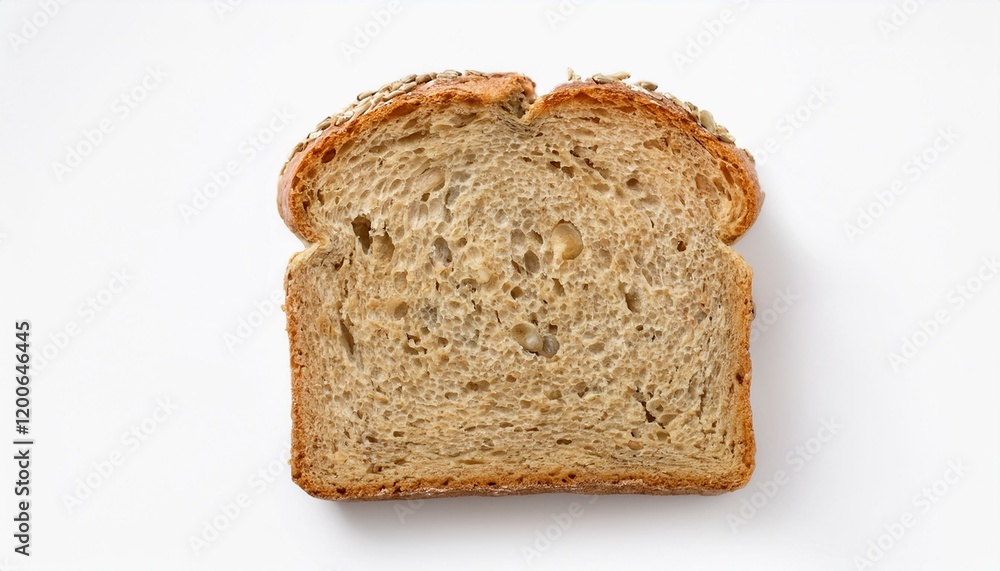 A slice of whole wheat bread with seeds. A slice of whole wheat bread with seeds.