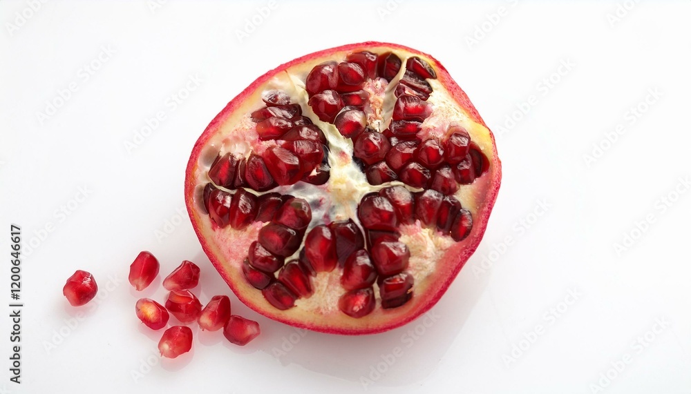 Juicy pomegranate seeds burst from their shell. Juicy pomegranate seeds burst from their shell.