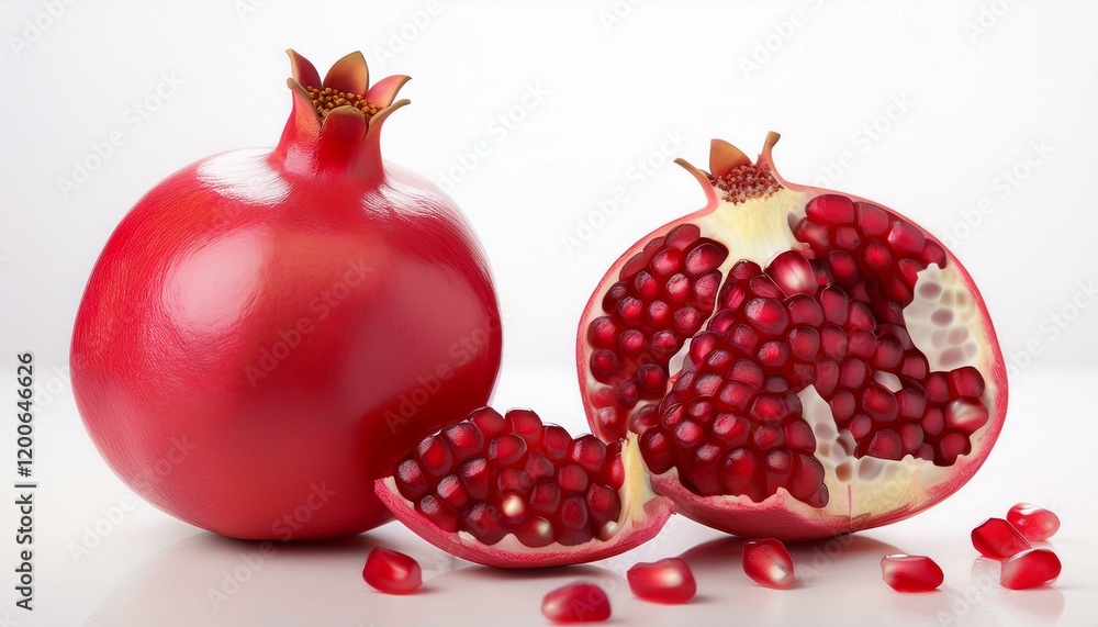 Juicy pomegranates, ready to burst with flavor. Juicy pomegranates, ready to burst with flavor.