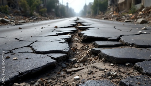 Devastated Road: A Testament to War's Destruction in a Desolate Landscape