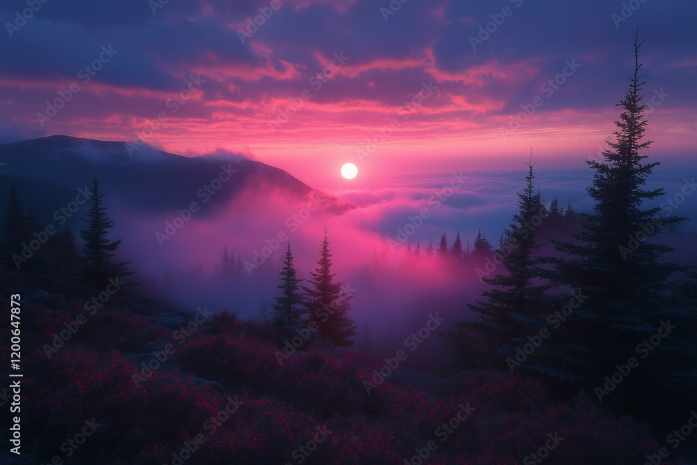 Cherry Mist at Summit During First Light for Celestial View Cherry Mist at Summit During First Light for Celestial View