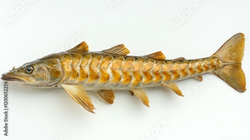 Golden fish on white background, studio shot. photo