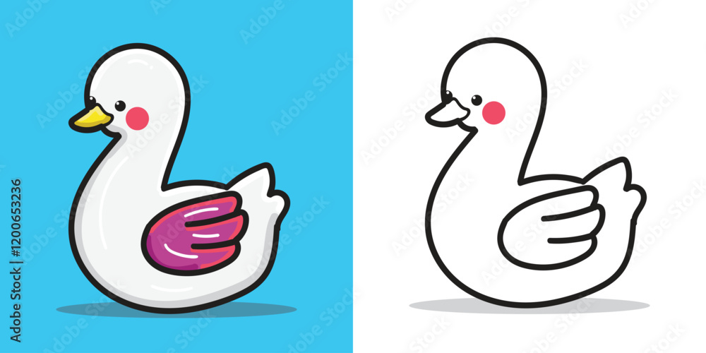 Fototapeta premium A cute Swan cartoon illustration for design element or coloring book element 