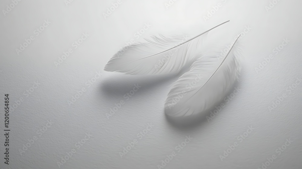 Obraz premium Two Delicate White Feathers Resting Gently