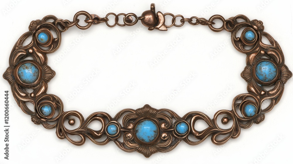 Obraz premium Antique Bronze Bracelet with Turquoise Stones