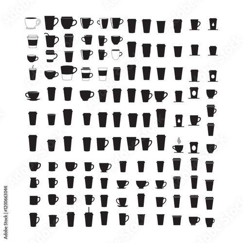 coffee cup icon set silhouette vector art illustration