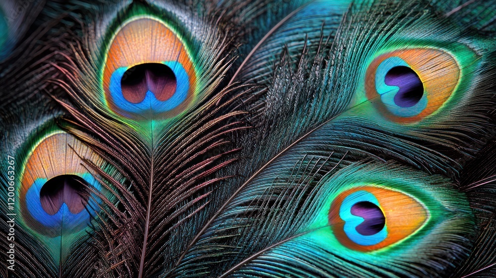 Obraz premium Majestic Peacock Feathers: A Close-Up View of Nature's Masterpiece