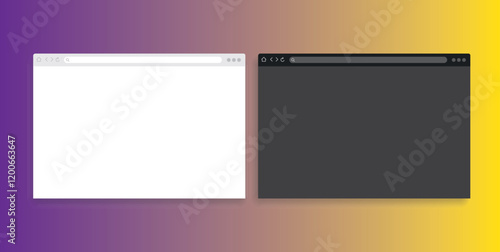 Blank browser windows. Browser mockups. light mode dan dark mode 