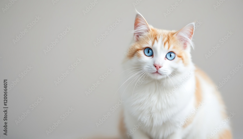 Obraz premium Adorable Fluffy Cat with Striking Blue Eyes