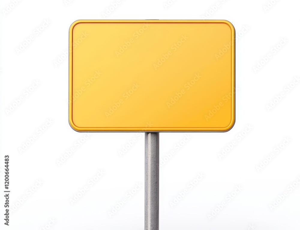 Blank yellow rectangular sign on a pole. Blank yellow rectangular sign on a pole.