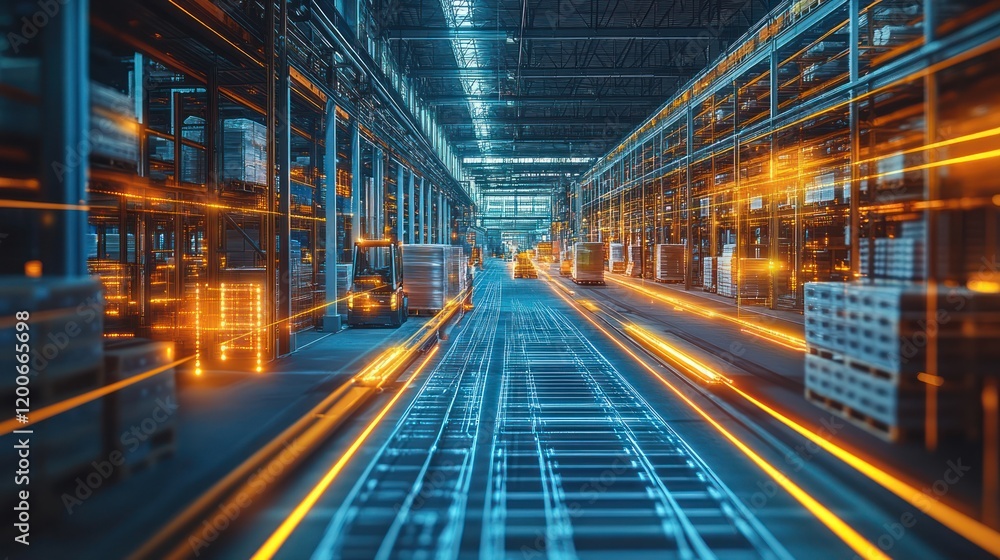 Futuristic Automated Warehouse: High-Tech Logistics and Supply Chain Management Futuristic Automated Warehouse: High-Tech Logistics and Supply Chain Management