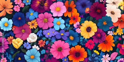 Wallpaper Mural Vibrant Colorful Flowers Blooming Together In A Garden Torontodigital.ca