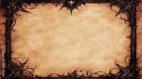Antique Parchment Border Design with Gothic Frame