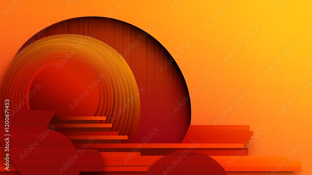 Obraz premium Abstract Orange and Red Geometric Shapes Design