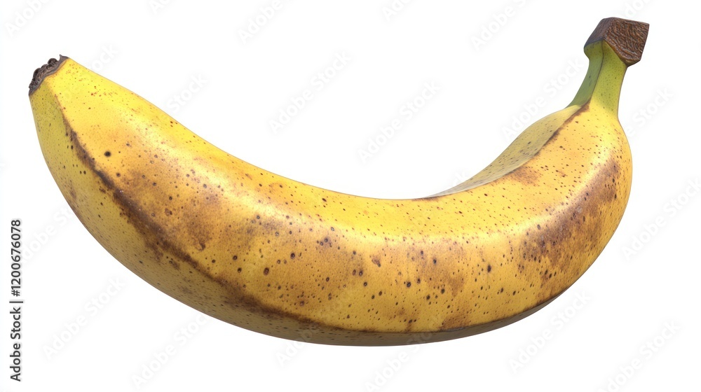 A Single Ripe Banana with Brown Spots A Single Ripe Banana with Brown Spots