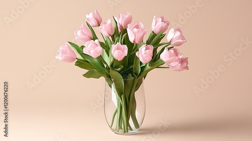 Wallpaper Mural Delicate Pink Tulip Bouquet in Glass Vase: A 3D Render AI Generated Torontodigital.ca