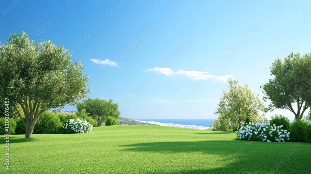 Ocean View with Lush Green Landscape Ocean View with Lush Green Landscape