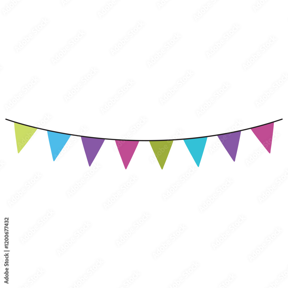 Obraz premium Happy birthday Bunting isolated, Birthday Bunting vector illustration, bunting banner clipart Design 