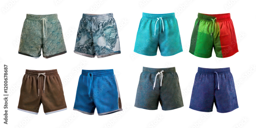 Colorful Men's Swim Trunks Collection,PNG set collection, isolated on transparent background Colorful Men's Swim Trunks Collection,PNG set collection, isolated on transparent background