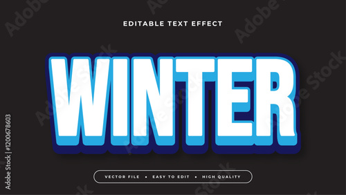 winter editable text effect with black white blue bold gradient style