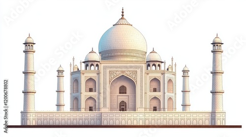 Wallpaper Mural Majestic Taj Mahal, iconic Indian mausoleum, isolated on white background. Torontodigital.ca