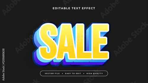 sale editable text effect with blue yellow white black bold gradient style