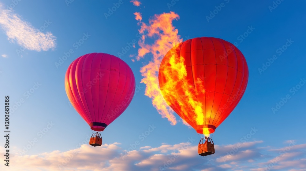 Fototapeta premium Joyful Splendor: Vibrant Colorful Balloons Dancing in Bright Blue Sky