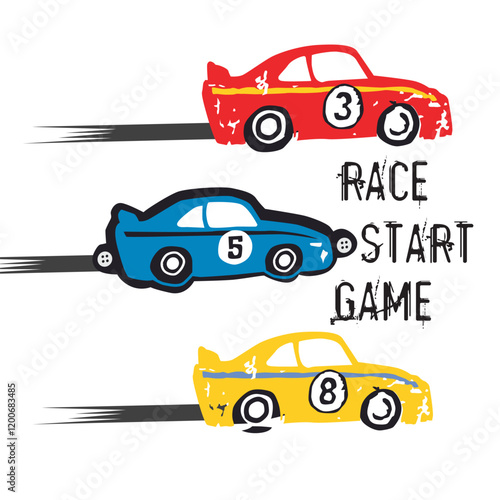 race start game design cartoon vector illustration