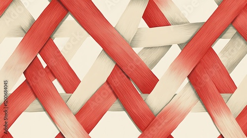 Wallpaper Mural Abstract Red and Beige Interwoven Fabric Design Torontodigital.ca