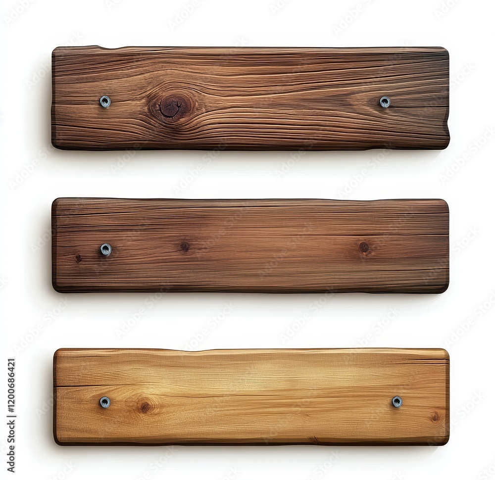 Three rustic wooden planks isolated on white background. (1) Three rustic wooden planks isolated on white background. (1)