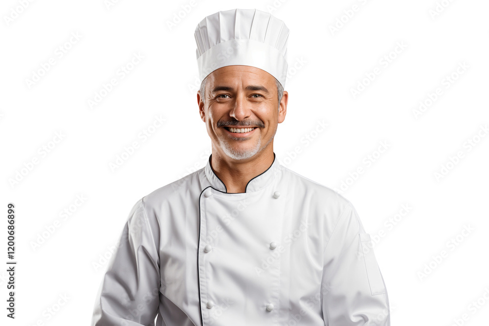 Portrait of a chef smiling in uniform, isolated on transparent background Portrait of a chef smiling in uniform, isolated on transparent background