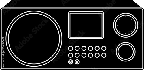Tabletop radio silhouette vector