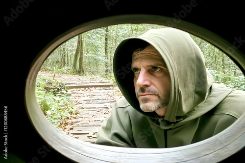 A man wearing a hoodie look...