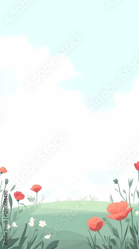 Red Poppies and White Flowe...