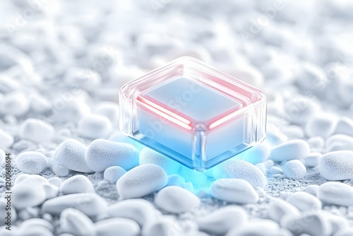 Glowing Glass Cube Display ...