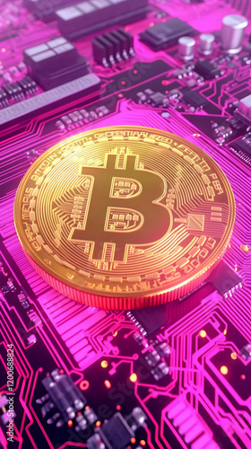 Gold Coin Rests on Vibrant ...